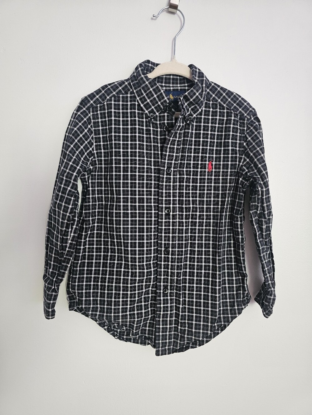 🧸2/20$ Polo Ralph Lauren Checkered Plaid Kids Button Down Shirt 4T Boy Cotton